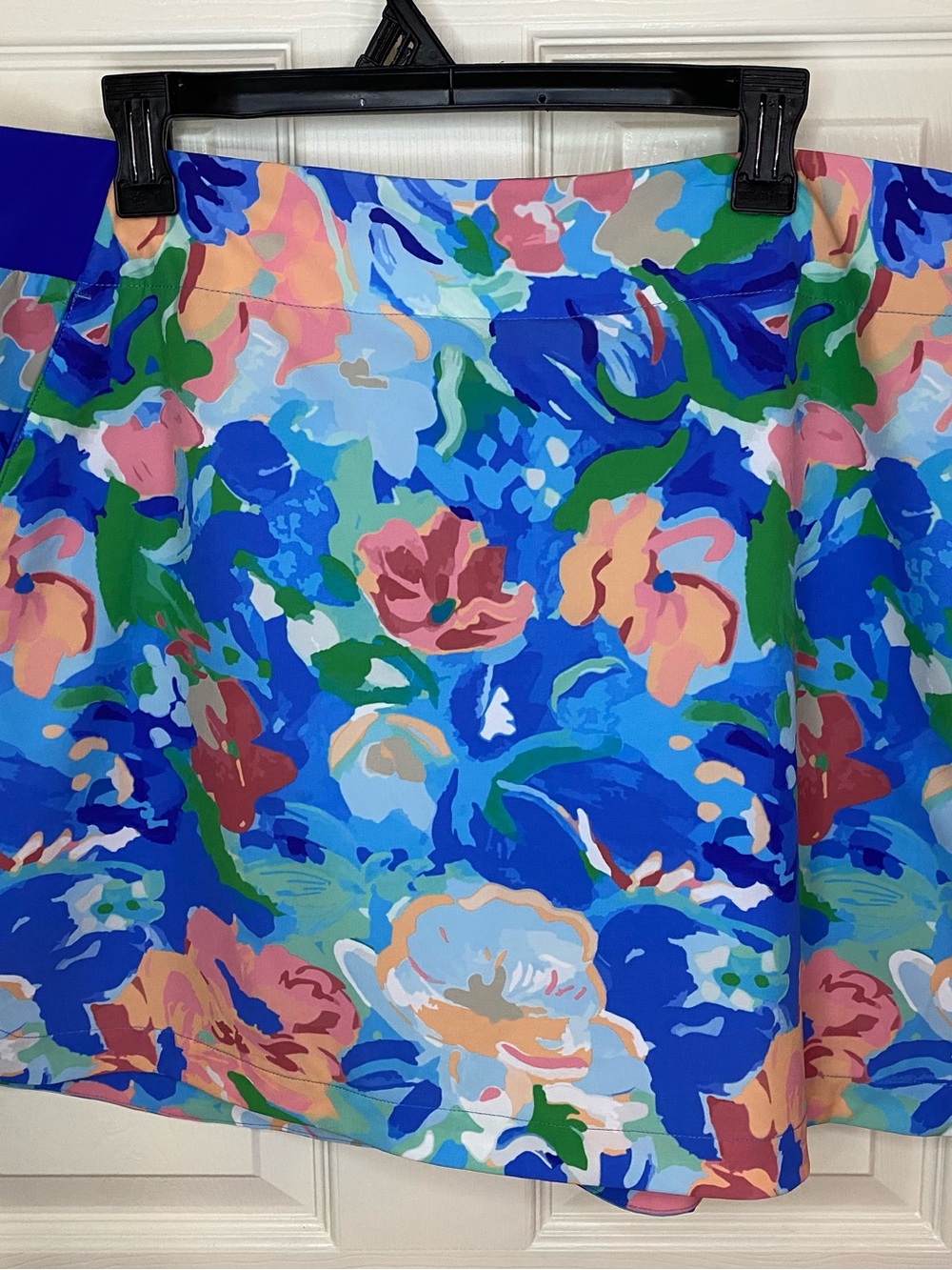 Walter Hagen Blue Floral Circle Skirt with Green and Pink Accents